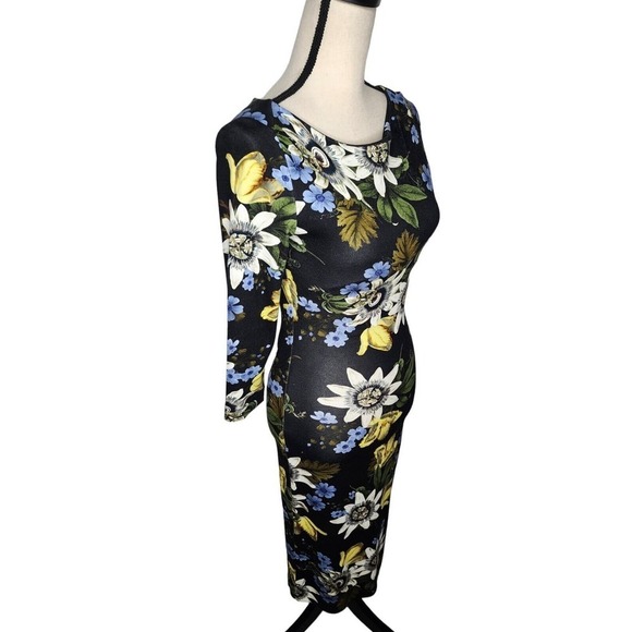 ERDEM Blue Reese Floral Print Stretchy Jersey Slimming Mini Dress Size 2 - Picture 3 of 13
